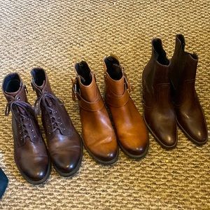 (3) pairs of booties, 2-ECCO, 1-Cathy Jean leather boots